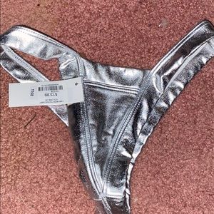 Dance thong/ bathing suit silver metallic